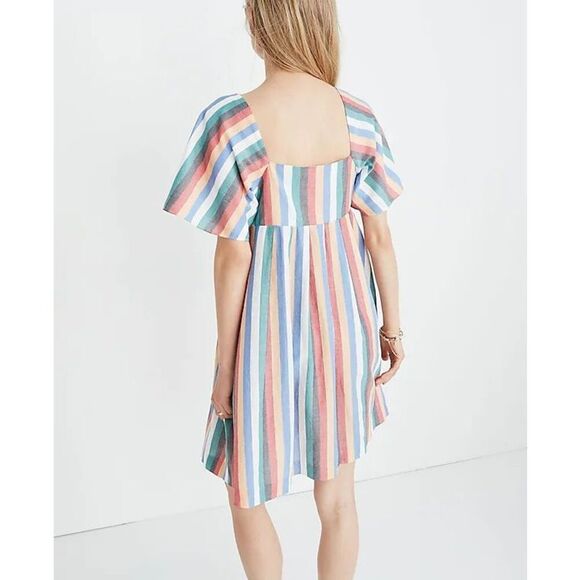 Madewell Square-Neck Mini Dress in Festival Stripe Size S - Picture 3 of 11